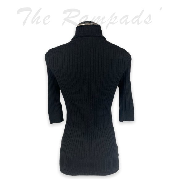 Ann Taylor Black Ribbed Turtleneck Short-sleeve Top Size Small - Picture 3 of 6